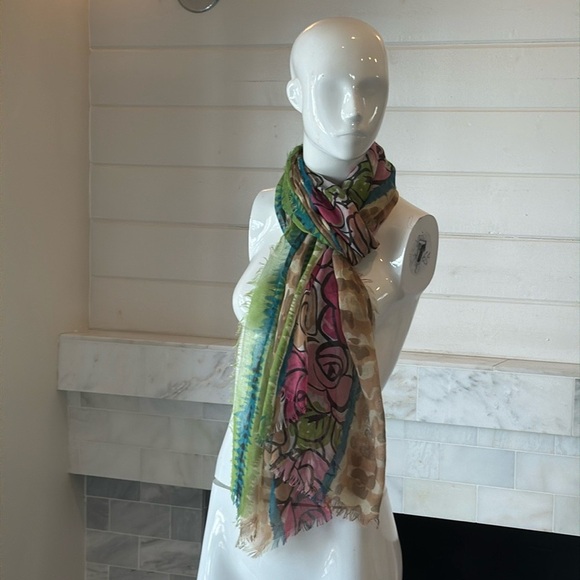 Multicolored Lightweight Mixed Print Scarf Wrap or Sarong - Picture 10 of 10